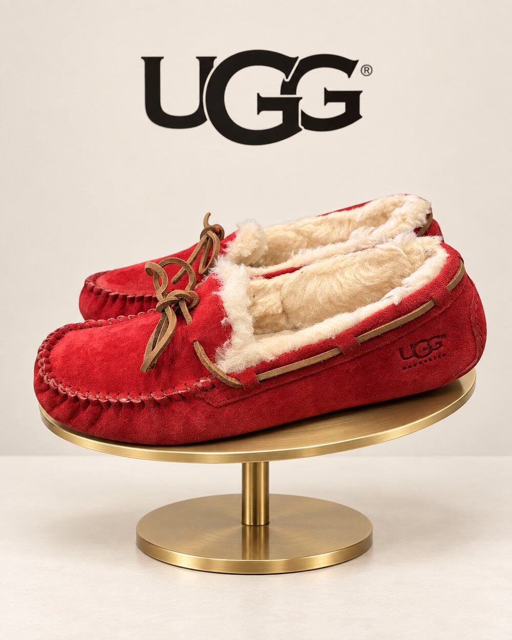 UGG Australia Dakota Red Suede Moccasin Slippers Women’s Size 6